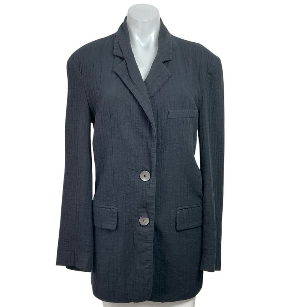 Zara Women's Black Long Sleeve Notch Lapel Pocket Blazer Coat Jacket Size S